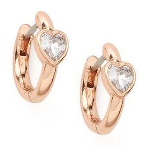 KATE SPADE • Rose Gold Tiny Twinkles Huggies Hoop Heart Earrings